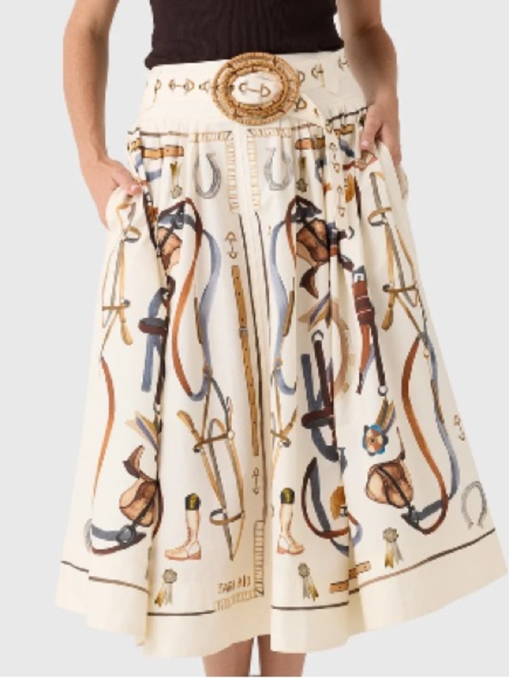 FARM Rio Equestrian Belted Cotton Midi Skirt Size XL NWT - Picture 4 of 15